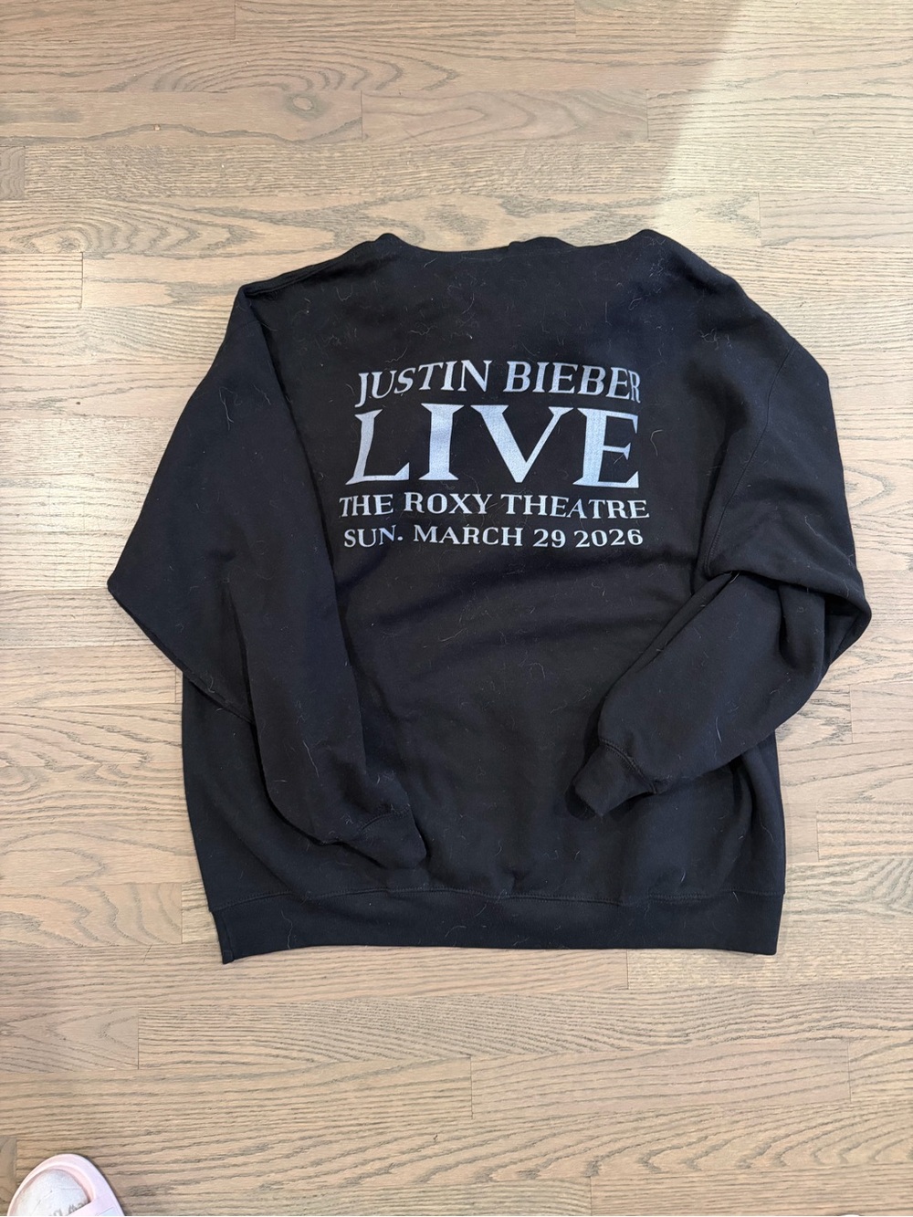 Justin Bieber Black Crewneck Sweatshirt with White LIVE Print
